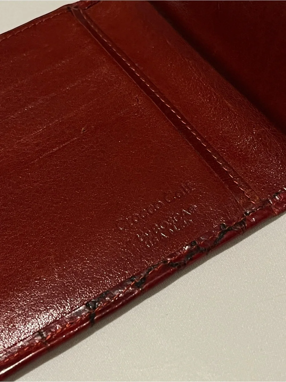 Bosca Red Croc-Embossed Leather Card Holder